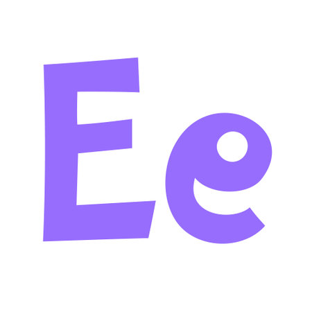 Doodle playful letter E uppercase, lowercase abc colorful cartoon funny style, English alphabet vector illustration, multicolored handwritten font letters, symbols, cute trendy decorative letteringのイラスト素材