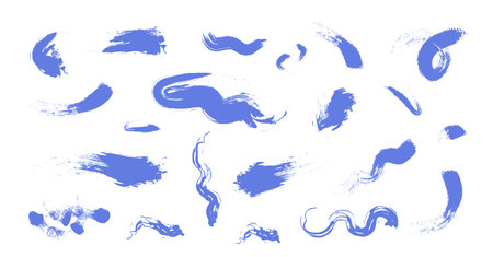 Abstract brush strokes set hand drawn vector illustration, shapeless ink splashes, textured stains, grunge design elements collection, abstract backgroundのイラスト素材