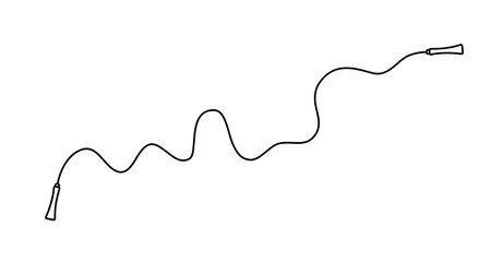 Skipping rope with curved handles and a flexible cord simple outline vector illustration, for fitness, exercise, sports-themed designs, icons, workout guides, and health-related creative projectsのイラスト素材
