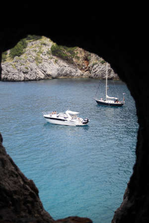 Yachts in grotの写真素材