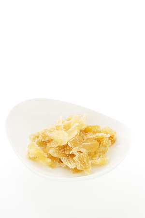 Ginger dried chips with sugarの写真素材