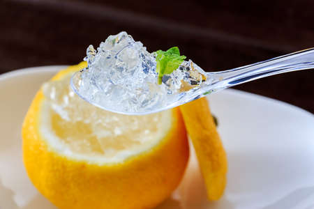Yuzu Jelly in the Yuzu kettleの写真素材