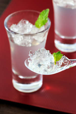 Yuzu Jelly in the glassの写真素材