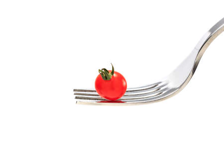 micro tomato on the fork
