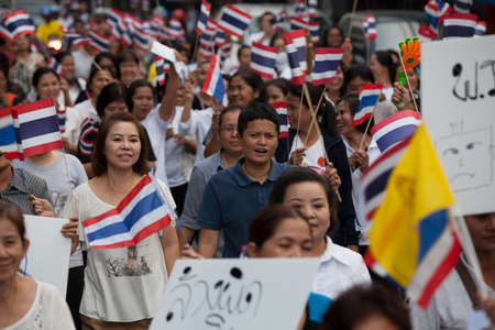 Ranong-November 6,2013   People are in Ranong  small province in Thailand  They all walk for The protest Against The Amnesty bill and Anti-government protesters to the Democracy Monument  のeditorial素材