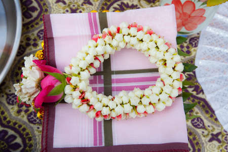 Thai garland, Thai style fresh flower garland の写真素材