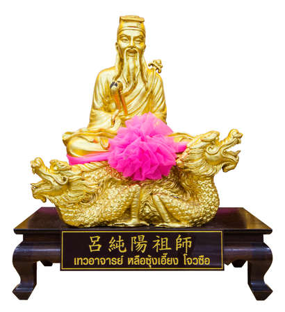 Golden statue of a Chinese god in Chinese temple Ranong,Thailandのeditorial素材