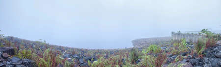 Foggy dams panorama at early morning  Ranong Thailandの写真素材