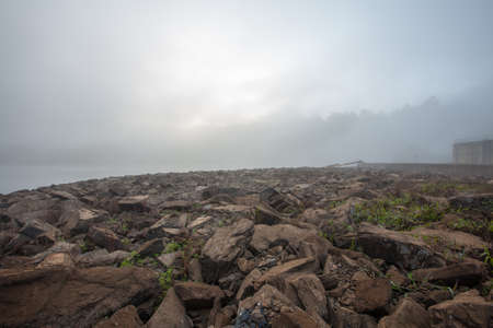 Foggy dams early morning の写真素材