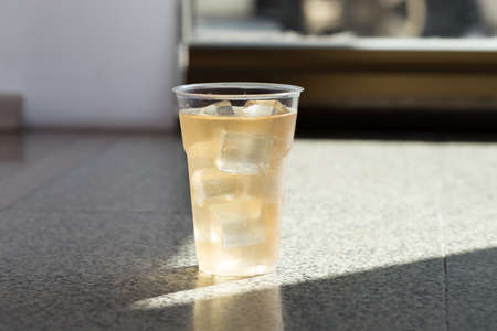 Whiskey with ice in Disposable Cup