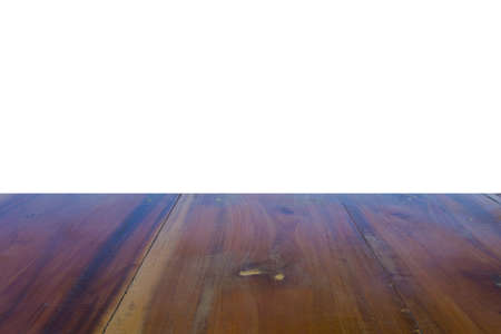 Wood table top on white background.の写真素材
