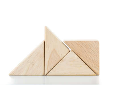 Wooden toy blocks on white background.の写真素材