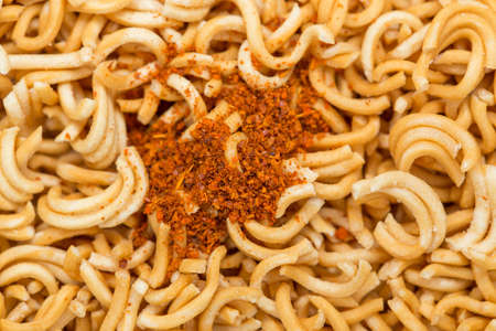 Cayenne pepper on Instant noodles.の写真素材