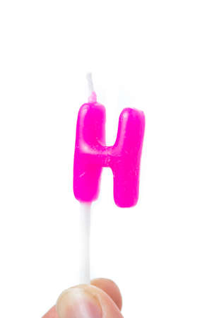 candle for birthday party, Happy birthday, on white background.の写真素材