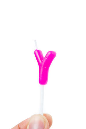 candle for birthday party, Happy birthday, on white background.の写真素材