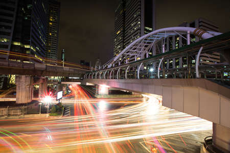 skywalk and Business office building background.の写真素材