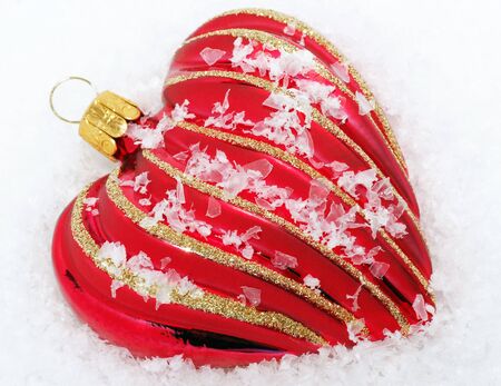 Red Heart with Snow - Merry Christmasの写真素材