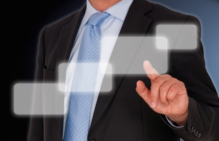 Businessman with Touchscreenの写真素材