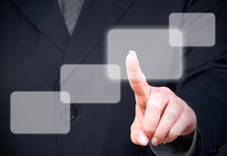 Businesswoman with Touchscreenの写真素材