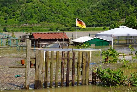 Flood at the rhive river - Germanyの写真素材