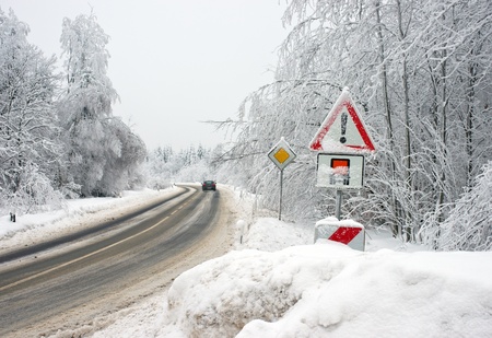 Street with Snowの写真素材