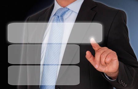 Man with touchscreenの写真素材