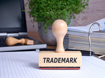 Trademark rubber stamp in the officeの写真素材