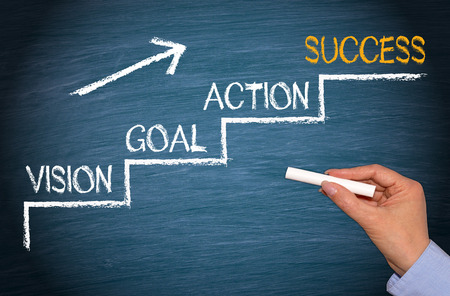 Vision, Goal, Action, Success - Business Strategyの写真素材