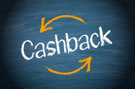 Cashback Service - text with arrows on blue backgroundの写真素材