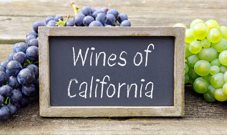 Wines of California - chalkboard with wine grapesの写真素材