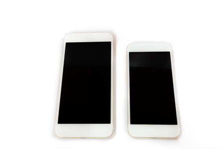 White smart phone isolated on white backgroundの写真素材