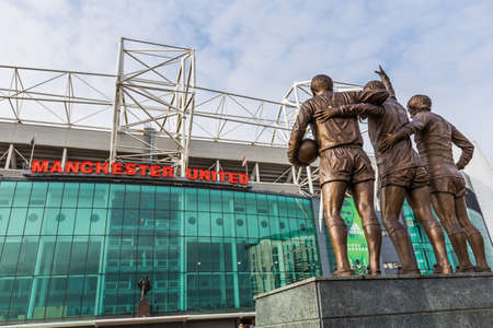 Manchester, England - February 27, 2016: The east stand of Old Trafford football stadium, home of Manchester United. With a capacity of 76,000 spectators, Old Trafford is the second largest stadium of any English football ground.のeditorial素材