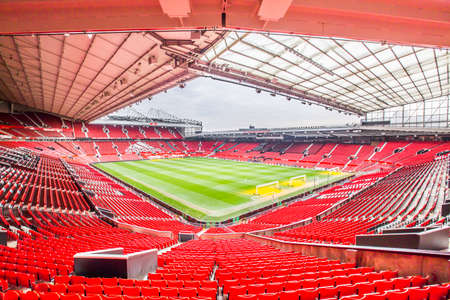 Manchester, UK - February 27, 2016: Old Trafford is a football stadium in Old Trafford, Greater Manchester, England, and the home of Manchester United. With a capacity of 75,635, it is the largest club stadium of any football team in the United Kingdom, tのeditorial素材