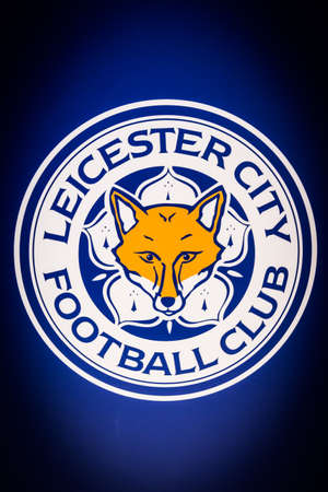 BANGKOK, THAILAND -April 24, 2016: the logo of Leicester City football club on the billboard.のeditorial素材