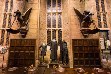 Leavesden, London - March 3 2016: The Hall in the Warner Brothers Studio tour 'The making of Harry Potter'.There is model of Slytherin from Harry Potter filmのeditorial素材