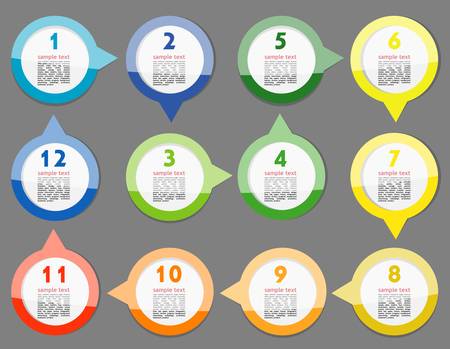 Concept of colorful circular banners in flower form for different business design. のイラスト素材