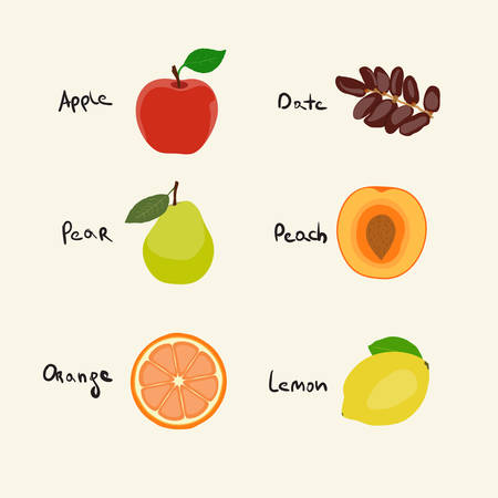 Vector collection of 6 Fruits iconsのイラスト素材