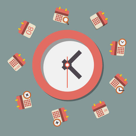 Vector flat calendar icon set, illustrationのイラスト素材
