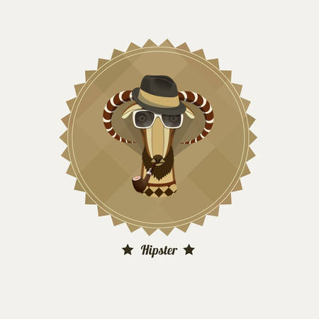 Illustration of goat and sheep, symbol of 2015. Hipster style. Element for New Year\'s design. Image of 2015 year of the goat.のイラスト素材