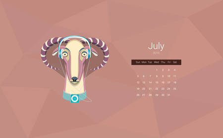 Calendar for 2015, the month of July, the year of the goat. のイラスト素材
