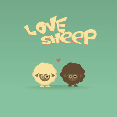 two sheep with red heartのイラスト素材