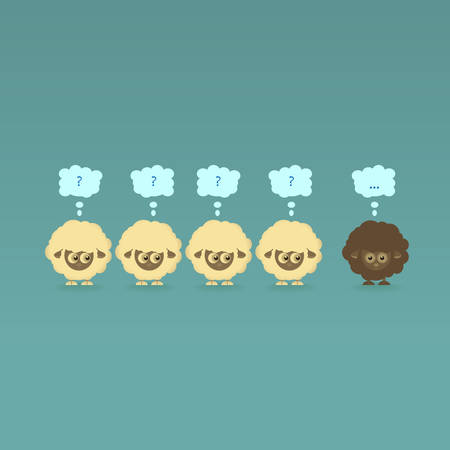 Black sheep in a flockのイラスト素材