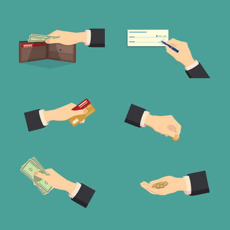 Assorted Vector Mode of Payment Types Drawings Isolated on Background.のイラスト素材