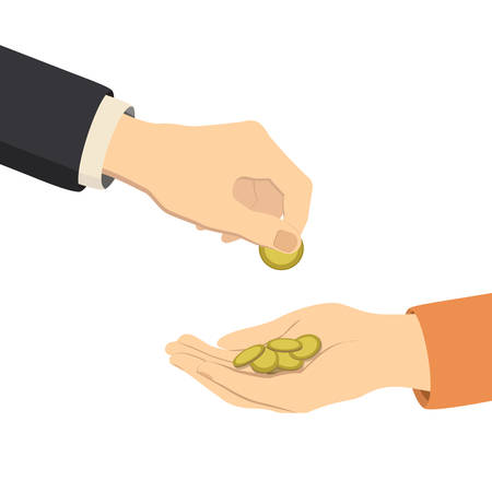 hands giving and receiving moneyのイラスト素材