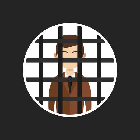illustration of cartoon businessman in prison, vectorのイラスト素材