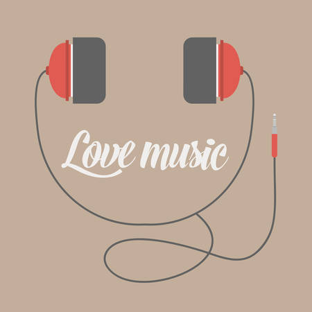 Headphones, flat icon isolated on a brown background. Sound concept background design layout for poster flyer cover brochureのイラスト素材