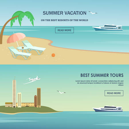 Summer vacation greeting card design. Vector illustrationのイラスト素材