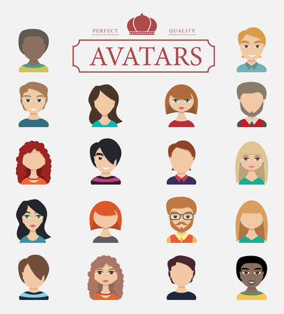 Set of avatars. Vector illustration, flat icons. Characters for webのイラスト素材