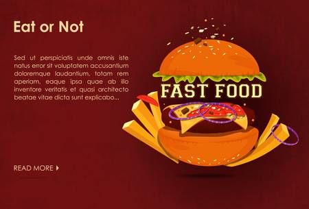 Fast food restaurant poster with beaf meat hamburger emblem vector illustrationのイラスト素材