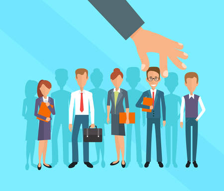 Business hand picking up a businessman. Human Resources concept, vectorのイラスト素材